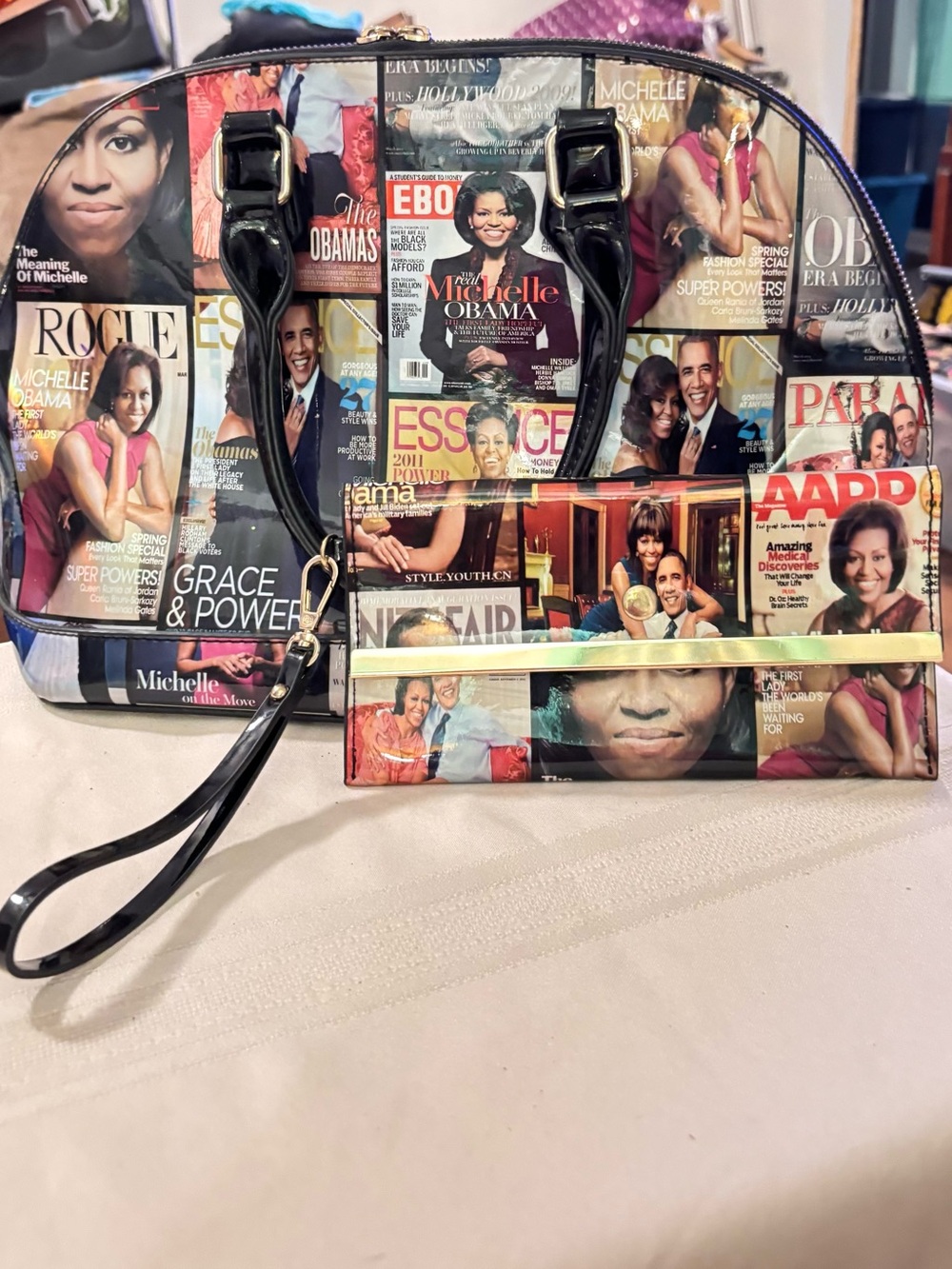 Michelle Obama
magazine cover handbag and wallet #obama #firstlady